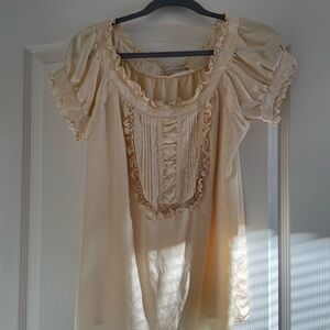Nanette Lepore Cream Ruffle Blouse